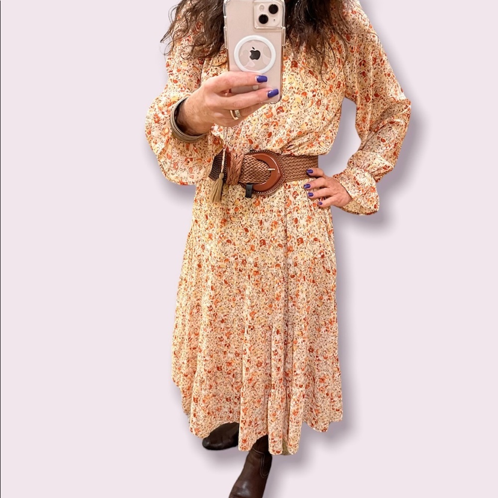 GiGiO Chiffon Floral prairie tiered plus sizes maxi dress NWT